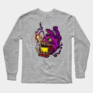 angry angler fish phone in mouth Long Sleeve T-Shirt